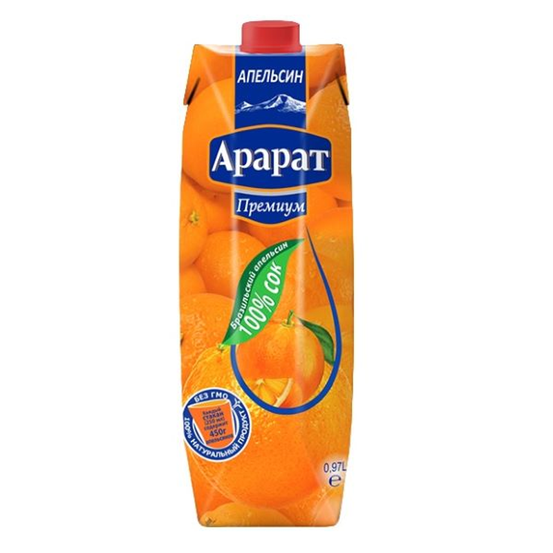 Orange juice from Brazilian orange Ararat Premium 0.97 L photo