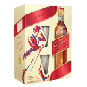Johnnie Walker Red Label 0.75 L and  2 shots