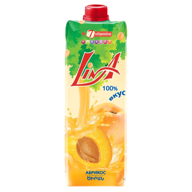 Apricot juice drink Lina 0.97 L photo