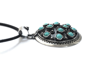 Silver pendant with lapis turquoise LH019