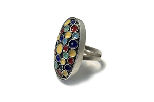 Silver Ring Coated with Enamel LH041
